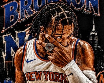 Jalen Brunson Knicks Original Art Poster: 8.5x11 Glossy Wall/Locker Print