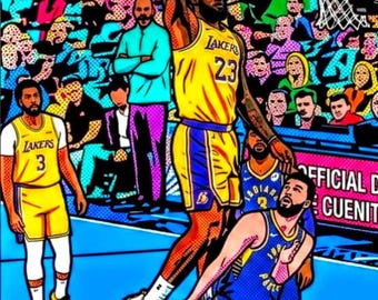 LeBron James Lakers Pop Art Slam Dunk Poster (8.5x11 Digital Download)