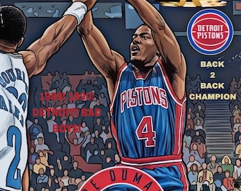 Joe Dumars Detroit Pistons 80's Basketball Poster (8.5x11) - Glossy Wall Art
