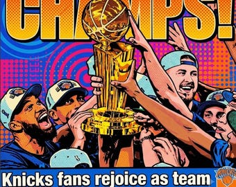 New York Knicks 2026 Championship Pop Art Basketball Poster (8.5x11)