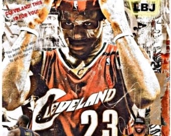 LeBron James Cavs Basketball Poster, Original Art Print (8.5x11)