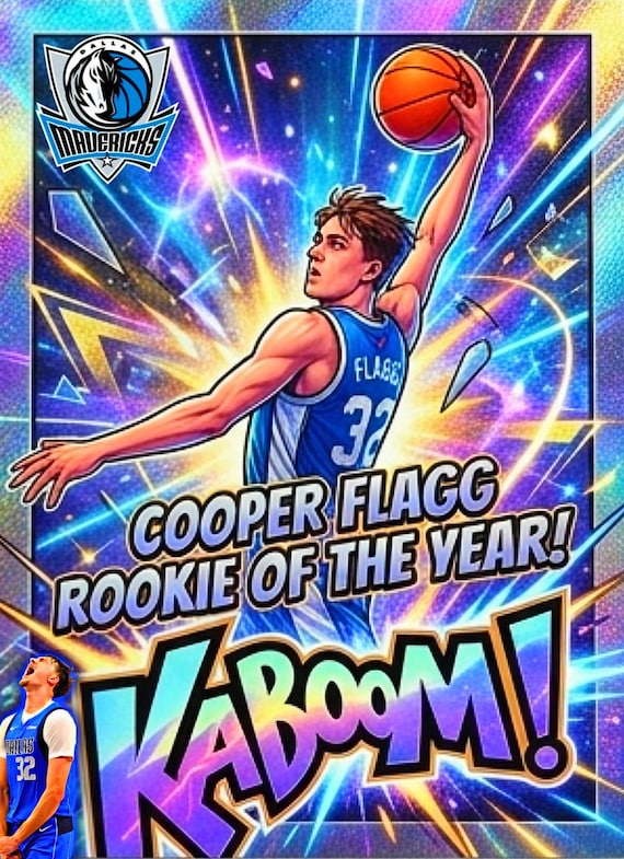 Cooper Flagg Mavericks Pop Art Basketball Poster (8.5x11) Ultra Glossy Wall Print