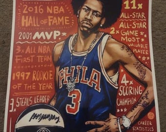 Allen Iverson 76ers Basketball Poster (8.5x11) Glossy Wall Art