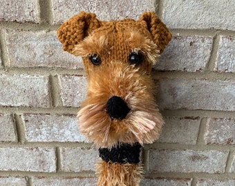 Made to order Hand knit Airedale Terrier golf club cover