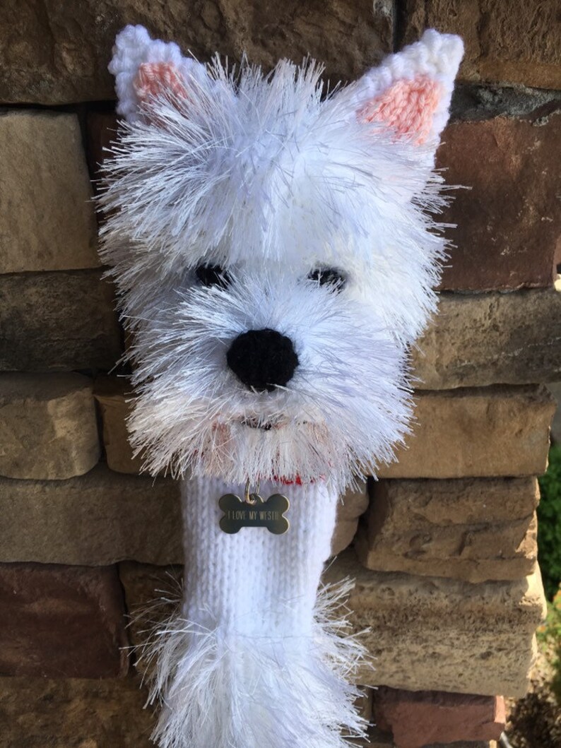 Made to order hand knit Westie golf club cover Etsy