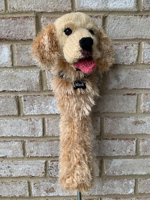 Hand Knit Golden Retriever Golf Club Cover Golf Sock Made to Order