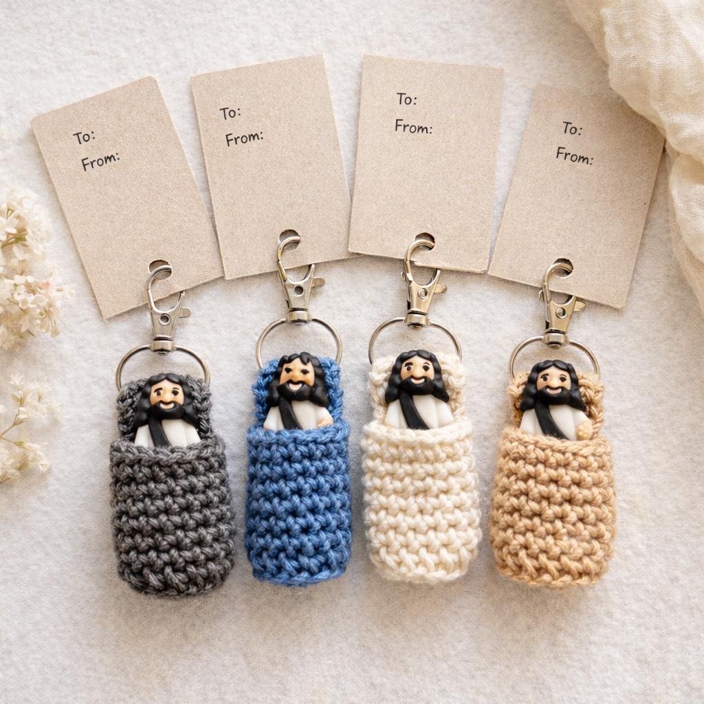Crochet Little Jesus Keychain Carrier, Religious Gift - Etsy