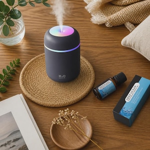 Diffusore di aromi e umidificatore USB da 300 ml • Luce LED a 7 colori per casa e auto