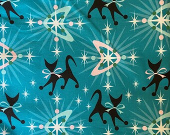 MCM Cats Mid Century Vintage Look Linen/Cotton  Dish Towel