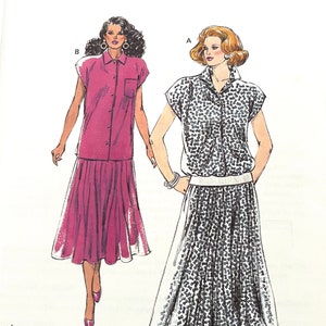 Kwik Sew New Uncut Pattern #1736 Misses Skirt and Blouse Size XS S M L XL