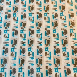 Mid Century Vintage Look “My Blue Heaven” Linen/Cotton  Dish Tea Towel