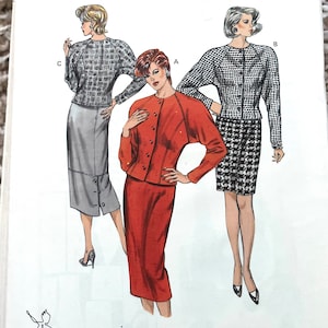 May include: A sewing pattern for a skirt and jacket set. The pattern is for sizes 14-16-18-20. The pattern is called "KWIK-SEW" and the pattern number is 1537. The pattern is designed by Kerstin Martensson.
