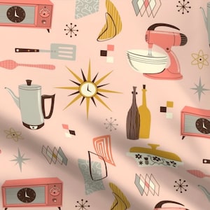 Utensílios de cozinha MCM Mid Century Vintage Look Toalha de chá de linho/algodão