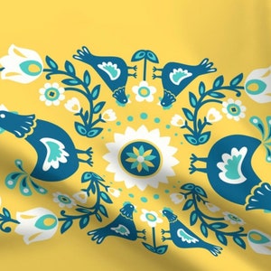 Scandinavian Yellow/Blue Vintage Look Linen/Cotton  Dish Tea Towel