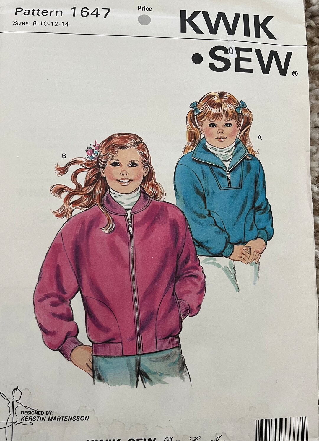 Kwik Sew New Uncut Pattern #1647 Girls Fleece Jackets Size 8 10 12 14 ...