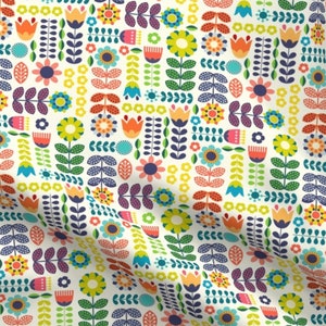 Scandinavian Small Spring Flowers Vintage Look Linen/Cotton  Dish Tea Towel
