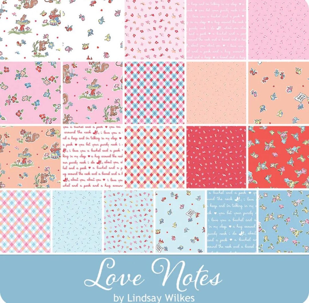 Love Notes 19 FQ and 1 Yd Border Fabric by Lindsay Wilkes for Riley ...