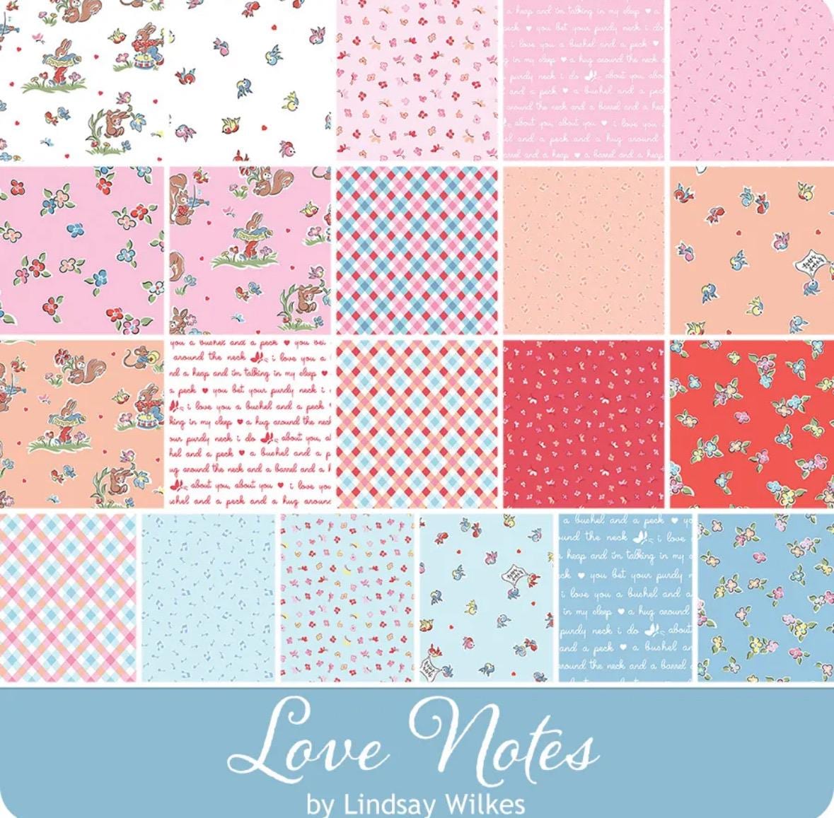 Love Notes 19 FQ and 1 Yd Border Fabric by Lindsay Wilkes for Riley ...
