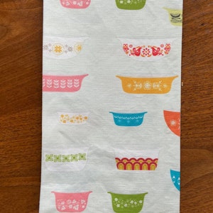 Pyrex Bowls Retro Mid Century Vintage Look Linen/Cotton  Dish Hand Towel