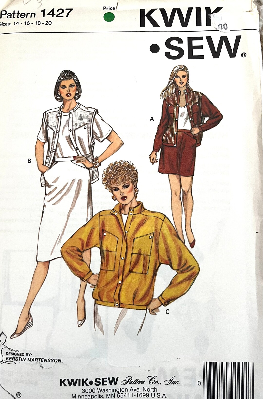 Kwik Sew New Uncut Pattern #1427 Misses Jacket and Skirt Size 14 16 18 ...