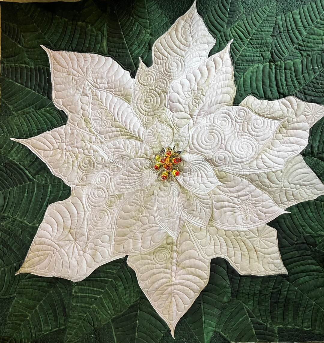 Wall Quilt hoffman Dream Big Quilted White Poinsettia 42 Square Etsy