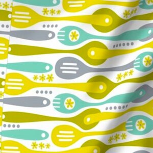 Mid Century Vintage Look Fork Spoon Linen/Cotton  Dish Tea Towel