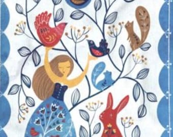 Scandinavian Girl Retro Mid Century Vintage Look Linen/Cotton  Dish Hand Towel