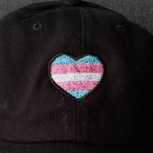 Transgender Trans Pride Flag Heart Embroidered Buckleback Dad Hat 25 Colors image 6
