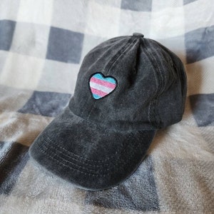 Transgender Trans Pride Flag Heart Embroidered Buckleback Dad Hat 25 Colors image 5