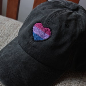 Bisexual (Bi) Pride Flag Heart (Embroidered Buckleback Dad Hat) 25 Colors