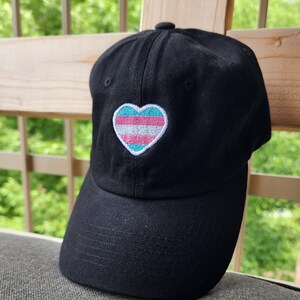 Transgender Trans Pride Flag Heart Embroidered Buckleback Dad Hat 25 Colors image 1