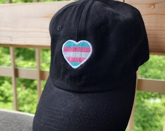 Transgender (Trans) Pride Flag Heart (Embroidered Buckleback Dad Hat) 25 Colors