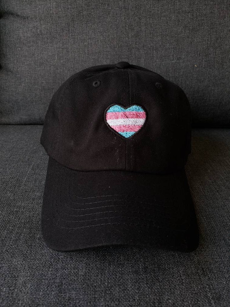 Transgender Trans Pride Flag Heart Embroidered Buckleback Dad Hat 25 Colors image 6