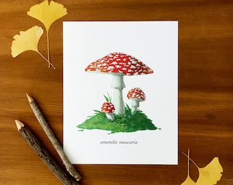 Mushroom painting - goblincore art - goblincore aesthetic - fairycore art - mushroomcore art - mini painting - red mushroom art