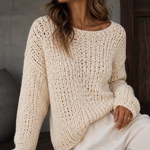 Knitting Sweater Pattern PDF | Oversized Knit Sweater | Relaxed Pullover Pattern | Modern Sweater Knitting | Confident Beginner