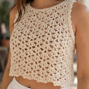 Patrón de top de tirantes de ganchillo en PDF / Top de verano de malla estilo boho / Ropa de playa ligera / Ideal para principiantes / Descarga digital