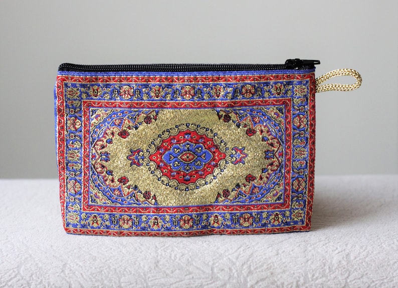 Small makeup bag for purse Zip fabric pouch for women Glitter zipper bag purse for hippie Boho Turkish coin purse