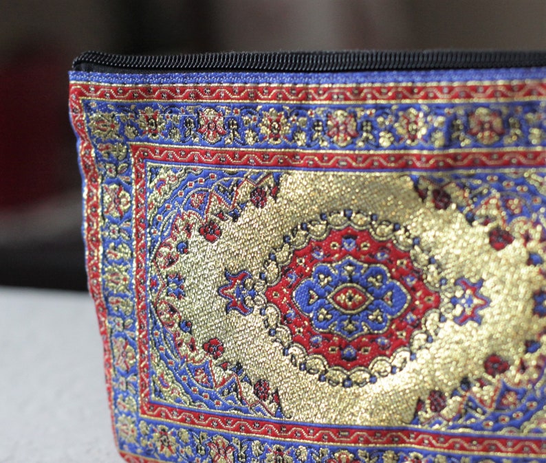 Small makeup bag for purse Zip fabric pouch for women Glitter zipper bag purse for hippie Boho Turkish coin purse