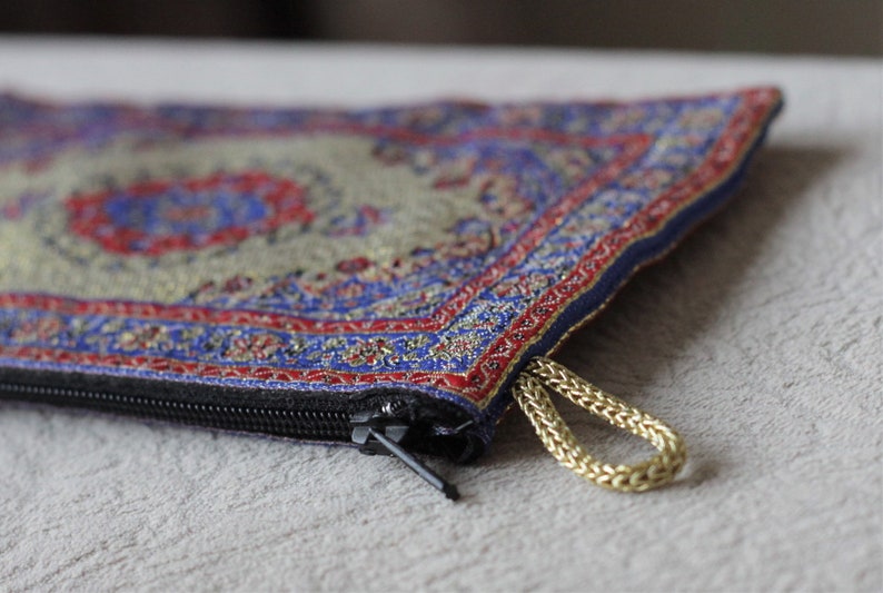 Small makeup bag for purse Zip fabric pouch for women Glitter zipper bag purse for hippie Boho Turkish coin purse