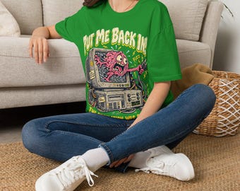 Put Me Back In Shirt, Simulation Theory Tee, Retro Computer CRT T-Shirt, Funny Sci-Fi Brain Graphic, Sarcastic Geek Gift