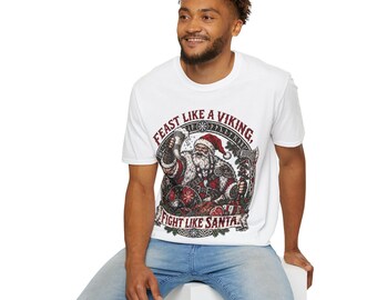 Koszulka Till Valhalla But First Presents, koszulka świąteczna z wikingiem Mikołajem, prezent na Boże Narodzenie w stylu nordyckim, zabawny prezent świąteczny z wikingami dla niego