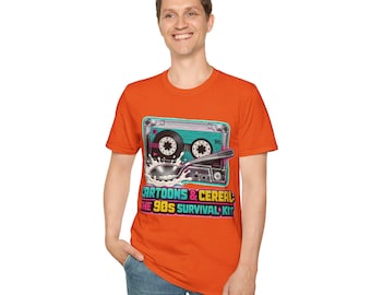 Cartoons and Cereal 90s Survival Kit Shirt | Retro Cassette Saturday Morning Tee | Cereal Lover Gift