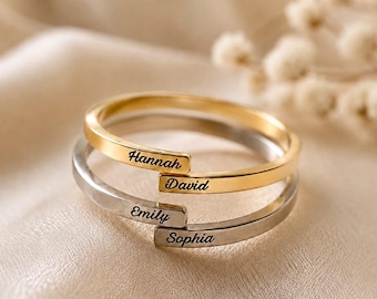 Anello personalizzato con due nomi, anello personalizzato con doppio nome, regalo personalizzato per migliori amiche, regalo minimalista per la mamma, regalo di Natale per la sorella
