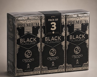 Organo Zwarte Instantkoffie – 3 dozen, 90 zakjes, Donkere, Krachtige Gourmetdrank