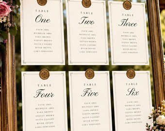 Wedding Table Number Seating Chart Template, Elegant Canva Editable Sign