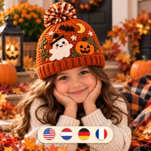 Halloween Crochet Beanie Pattern, Ghost Pumpkin Bat Hat PDF, Fall Crochet Pattern, Spooky Halloween Hat