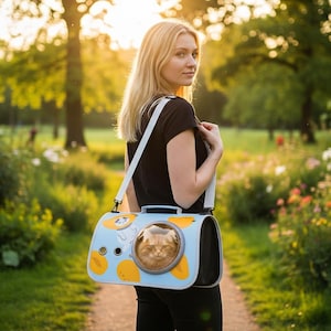 Foldable Pet Shoulder Carrier, Bubble Window Cat Bag, Travel Pet Carrier