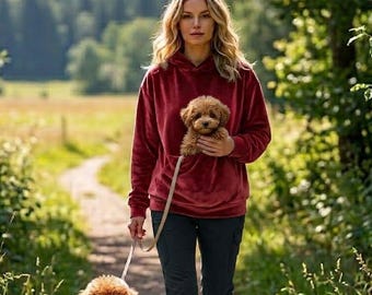 Sudadera con capucha tipo transportín para perros - Sudadera suave con bolsillo para mascotas - Sudadera con bolsillo tipo canguro para animales pequeños