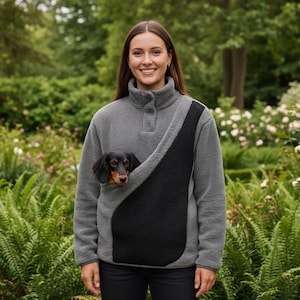 Pull polaire pour animaux de compagnie - Haut bicolore en polyester avec bandoulière intégrée pour petits animaux