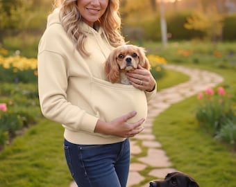 Sudadera con capucha tipo canguro para transportar mascotas, ideal para perros y gatos pequeños.